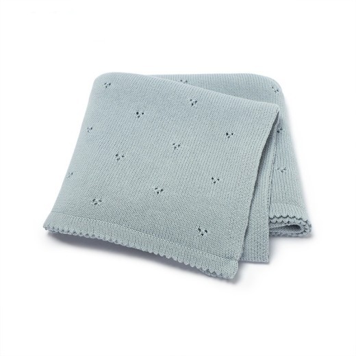 Baby Boys' And Girls' Knitted Solid Color Hollow-out Dot Quilt Quilt