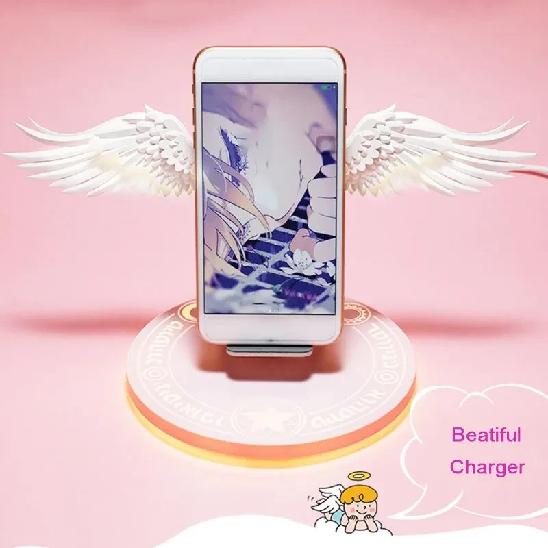 Universal Colorful LED Angel Wings Qi Wireless Charger Charge Dock For Mobile Phone Fast Charger