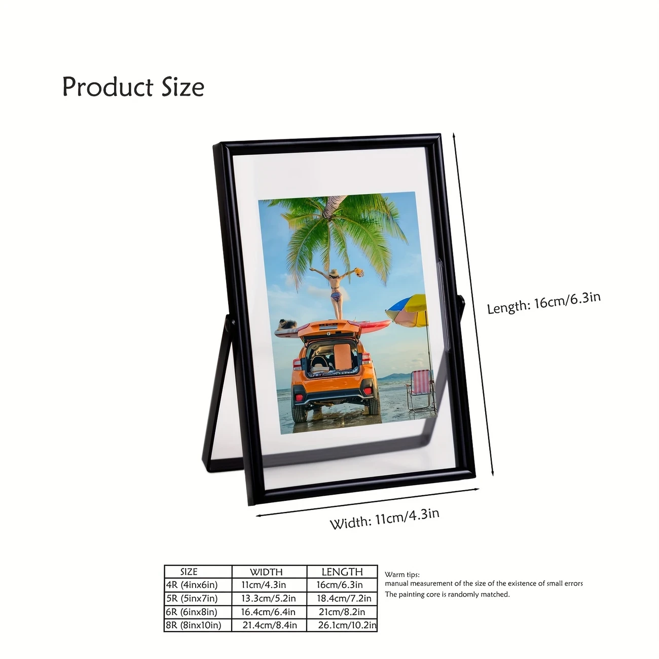 1pc Minimally Modern Style Metal Frame with Glass Double-layer High Transparency Genuine Glass, Coated Anti-Rust Metal Frame, Suspended Display Effect Narrow Edge Picture Frame (Picture Core Randomly)