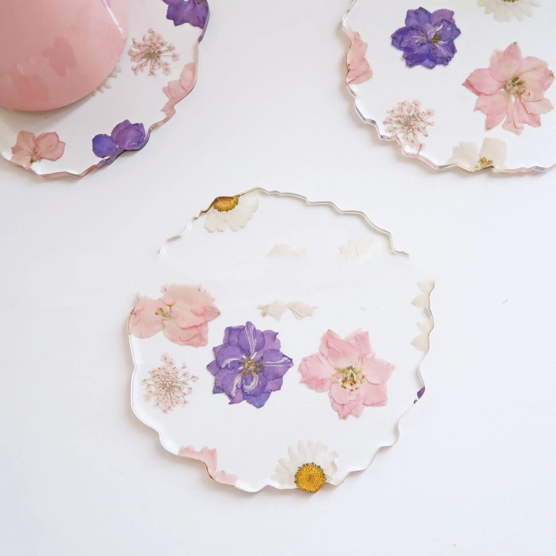 Dried Flower Coaster Acrylic Heat Proof Mat Resin