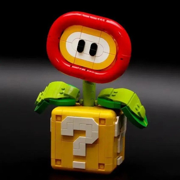 NEW MOC Piranha Plant Model Assembled Building Block Brick, Fit Flame Flower