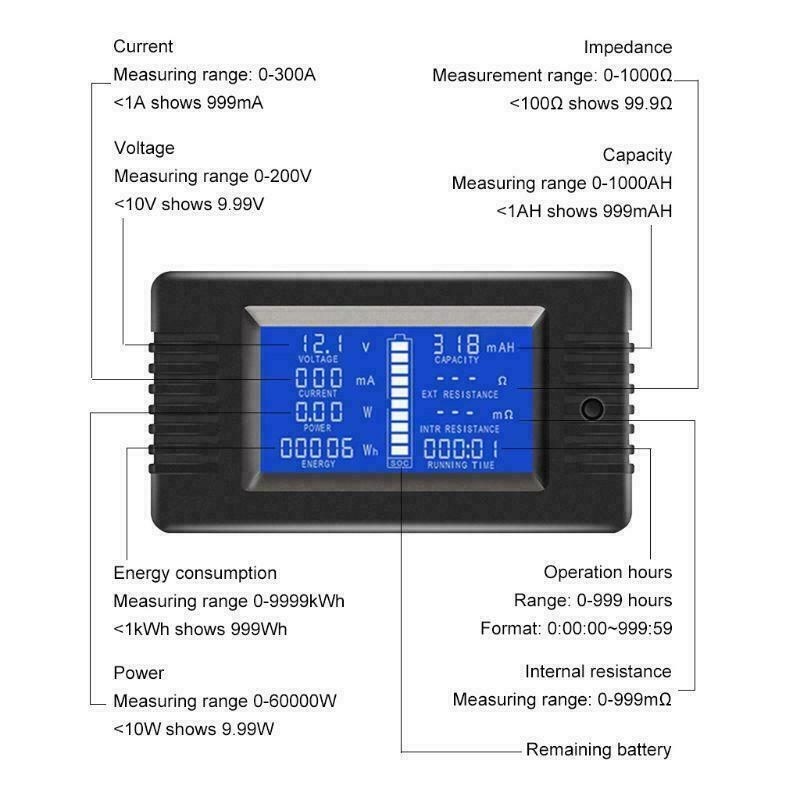 Battery Monitor Meter Multifunction Current Power Monitor