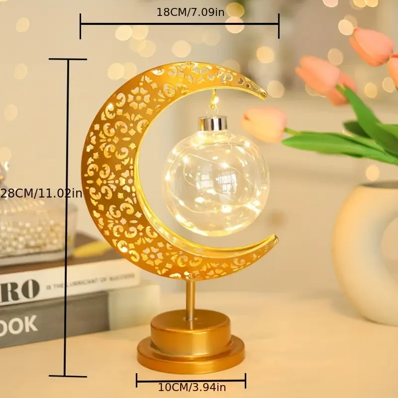 Handcrafted Iron Art Star & Moon LED Table Lamp