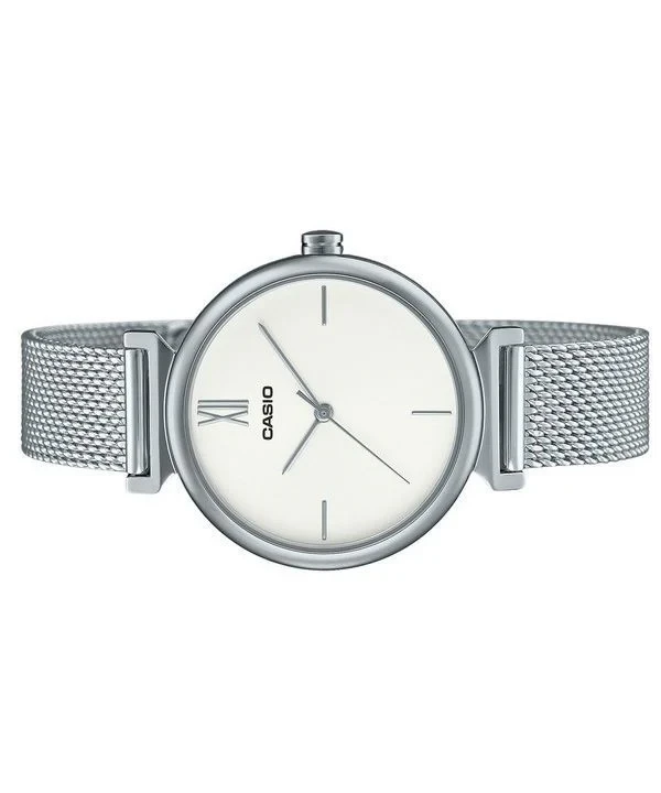 Casio Analog Stainless Steel Silver Dial Quartz LTP-2024VM-7C Womens Watch With Bangle Set