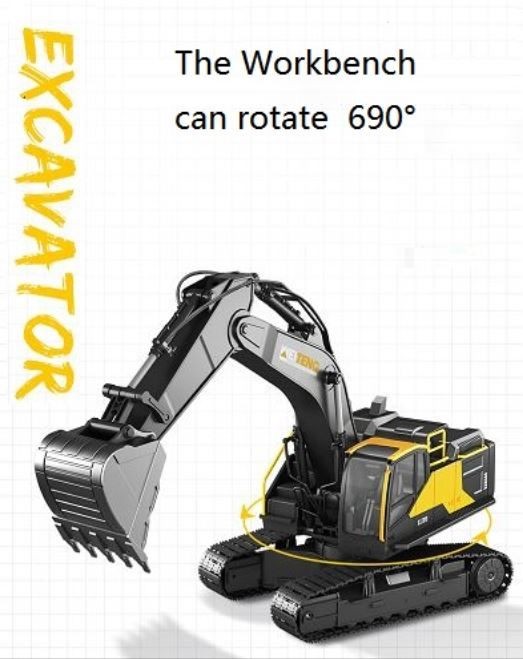 RC excavator Digger, 2.4G, 18CH, Alloy bucket, Smoke simulation