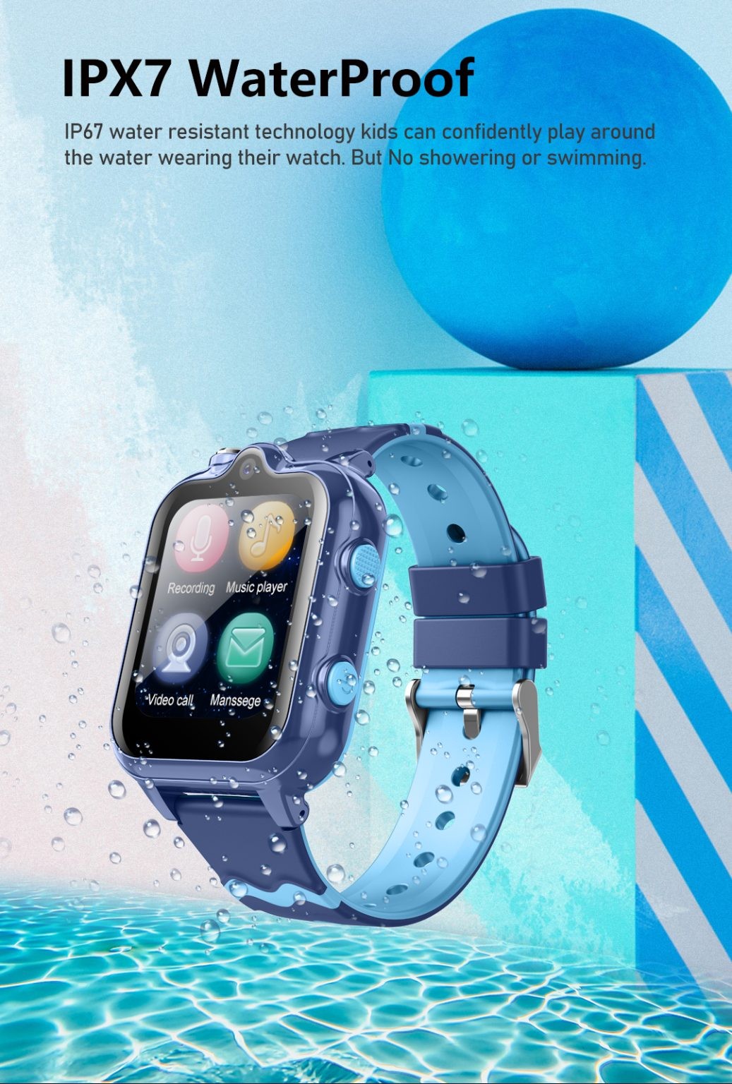 Kids Smart Watch, D35 Model, 4G Video call, IPX7 Water Proof, Black