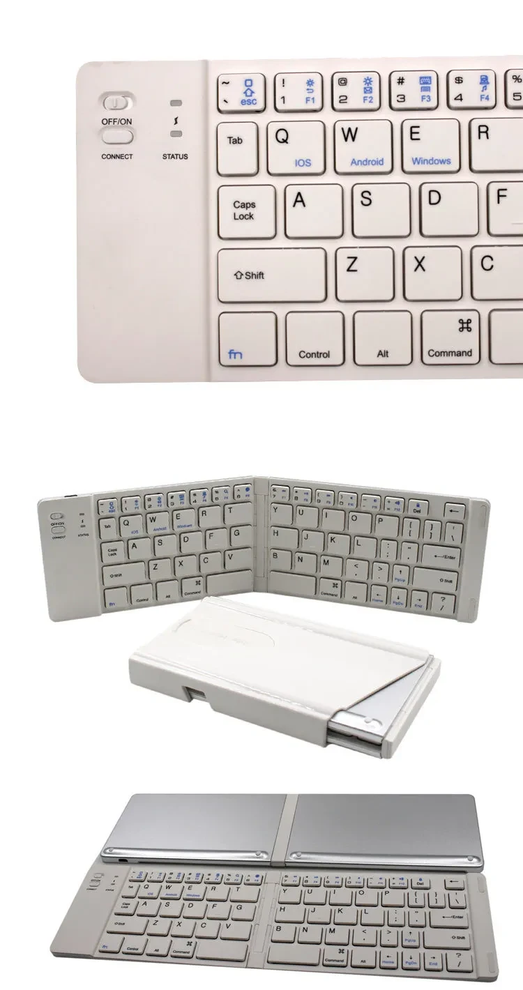 Folding Metal Bluetooth Foldable Keyboard Mini Bluetooth Wireless