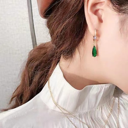 Emerald Horse Eye Zircon Earrings Pendant For Women