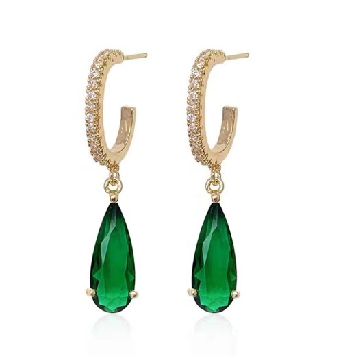Emerald Horse Eye Zircon Earrings Pendant For Women
