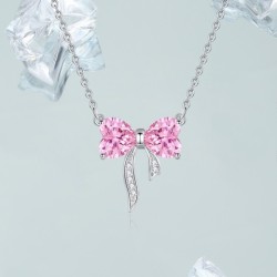 Women's Bow Zircon Necklace S925 Sterling Silver Clavicle Chain