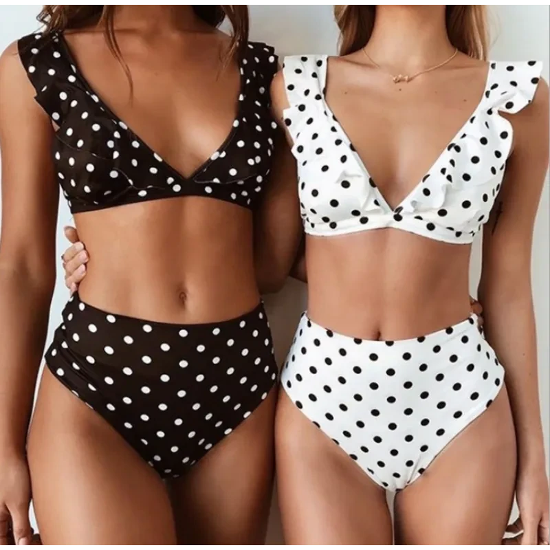 Retro Polka Dot High-Waisted Bikini Set