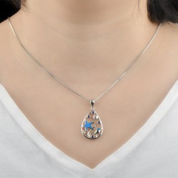Spring And Summer Opal Blue Starfish Necklace