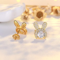 S925 Sterling Silver Rhinestone Earrings Sweet Girl Style