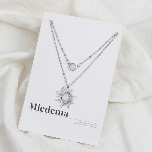 Multi-layered Sun Flower Necklace Female Fashion Opal Clavicle Chain