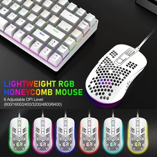 Gaming 84-Keys Keyboard RGB Lightweight Mouse Set Mechanical Rainbow For PCPS4