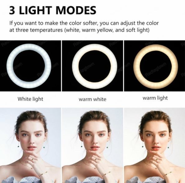 LED Selfie Ring Light Set, 30CM Light, 210CM Height, Camera Remote