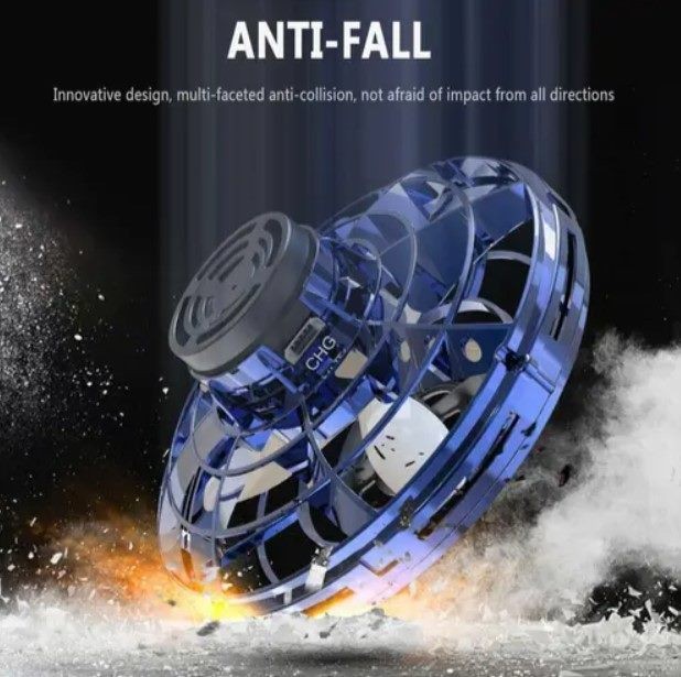 Flying Spinner, UFO Fingertip, Rechargeable Flying Gyroscope USB Toy, Black