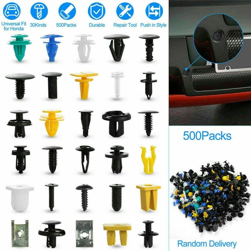 500pcs Car Fastener Clip Bumper Fender Trim Plastic Rivet Auto Clips