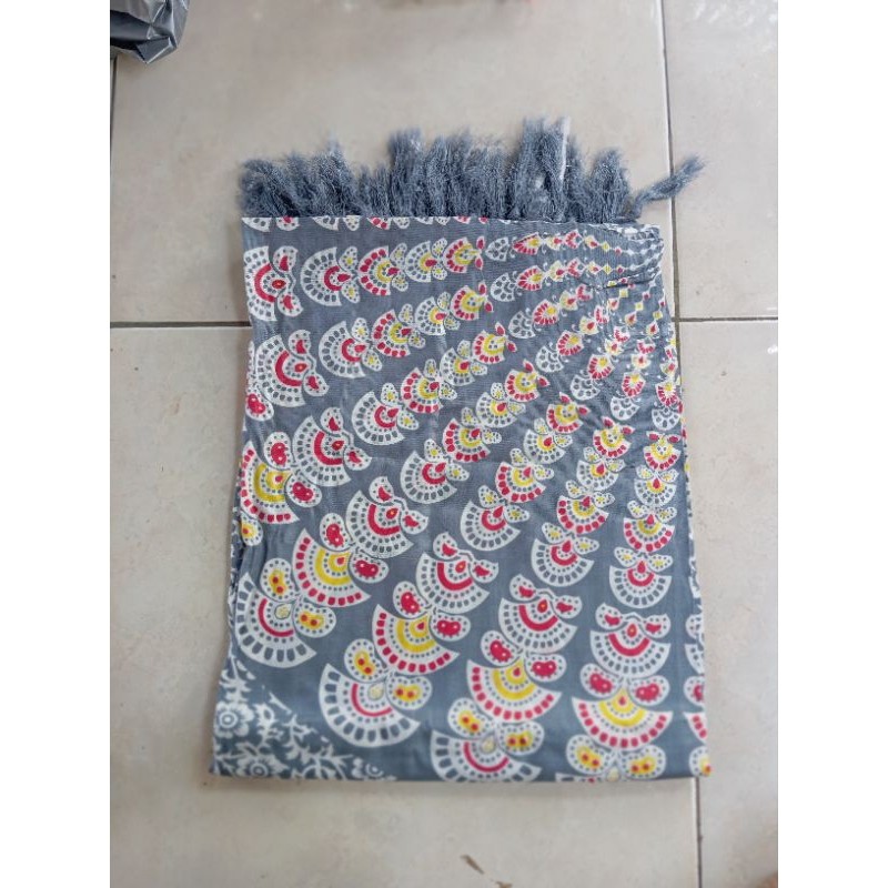 Bali Rayon Beach Cloth with Elephant & Peacock Mandala Motif with Tassel Edge | Deary Co Bali