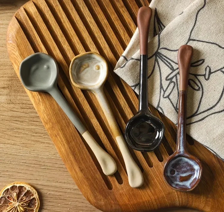 Ceramic Long Handle Small Spoon Household Dining Spoon