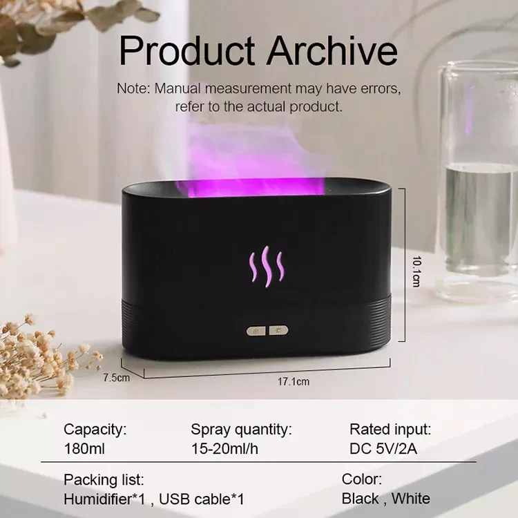 Led RGB Colorful Essential Oil Fire Flame Aroma Diffuser