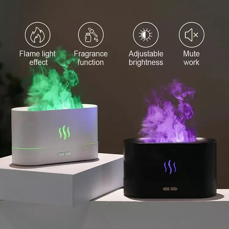 Led RGB Colorful Essential Oil Fire Flame Aroma Diffuser