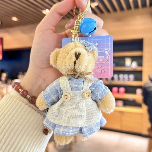 Cartoon Key Button Plush Sackcloth Bear Doll Schoolbag Pendant