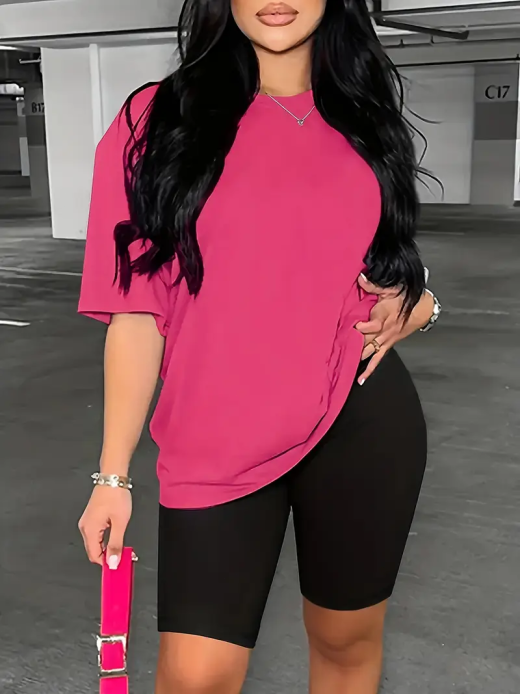 Printed Drop Shoulder T-Shirt Graphic Tees Women Tops