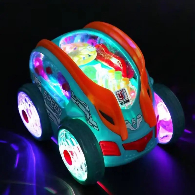 Dynamic Gear-Powered Car with LED Lights