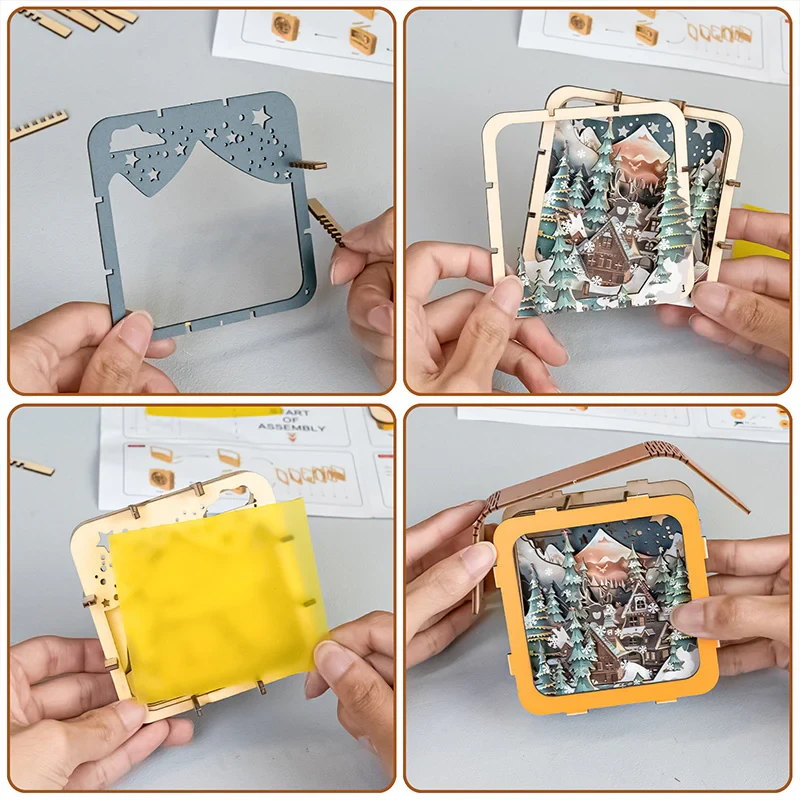 Warm Christmas Eve Kit - 3D Wooden Puzzle Night Light