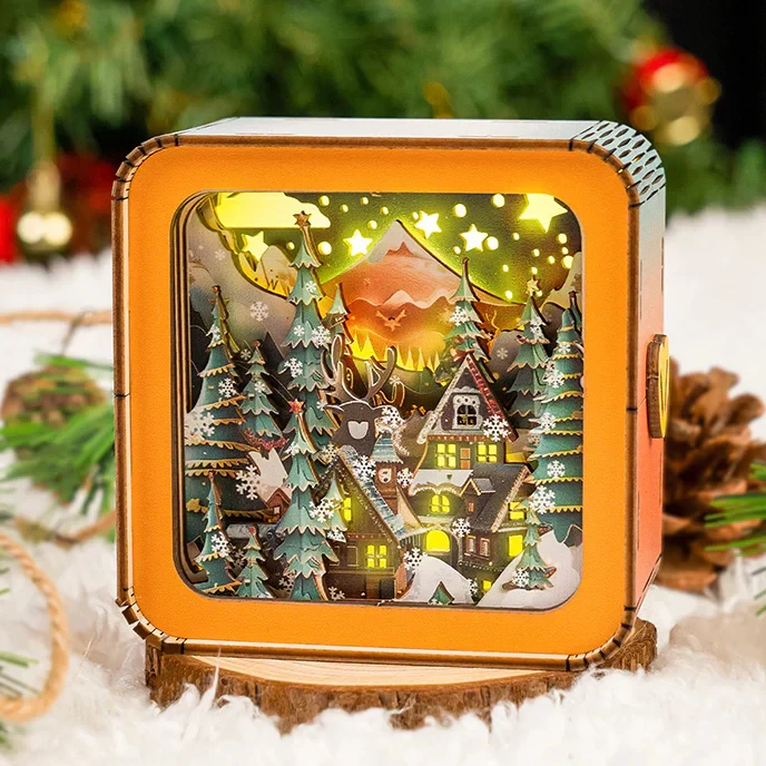 Warm Christmas Eve Kit - 3D Wooden Puzzle Night Light