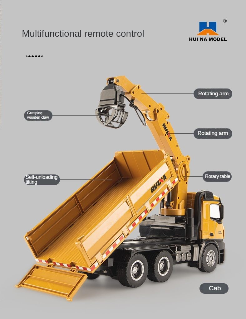 HUINA 1575 1:14 Remote Control Timber Grab Truck, 2.4GHZ.