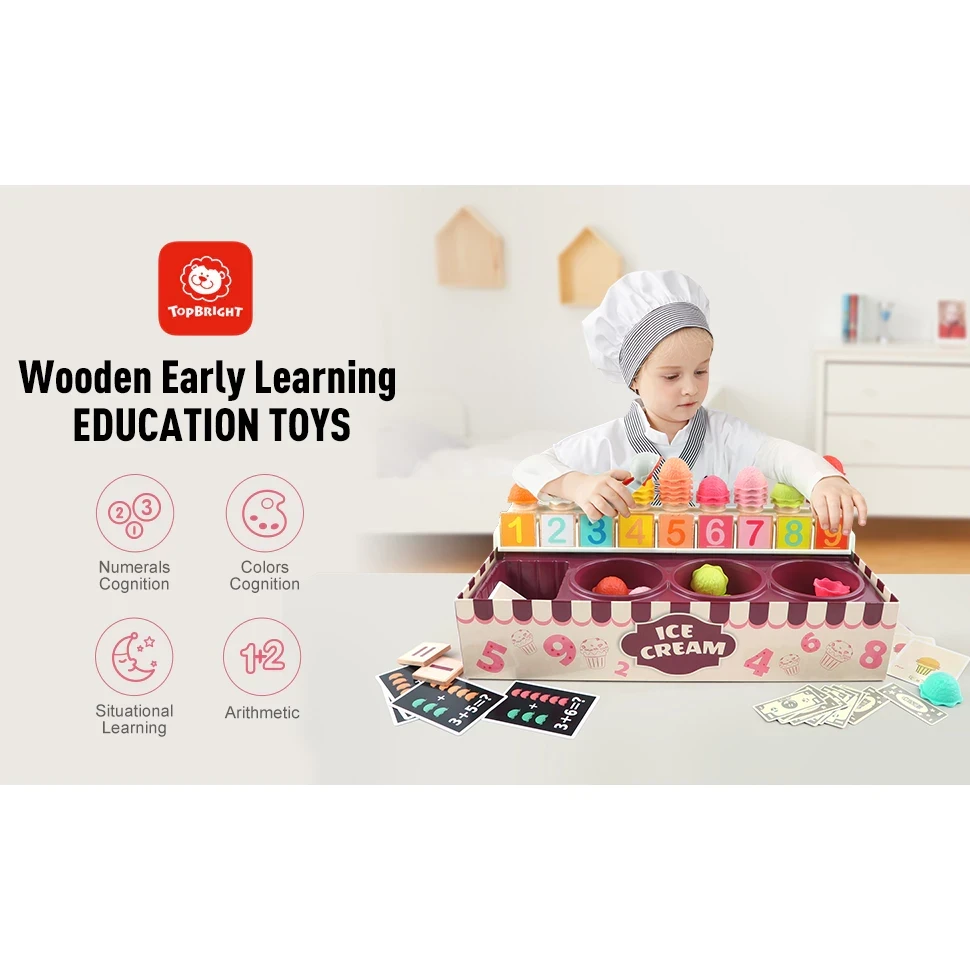 Top Bright Ice Cream Set-Math and Logic Game - ice cream display toy - counting toy