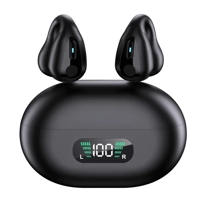 YYK-Q80 Wireless Earbuds Headphones with Earhooks Built-in 350mAh Battery Clip-on Earphone BT5.3 Headset with HiFi Stereo