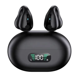 YYK-Q80 Wireless Earbuds Headphones with Earhooks Built-in 350mAh Battery Clip-on Earphone BT5.3 Headset with HiFi Stereo
