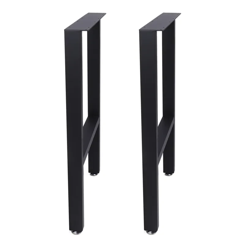 2PCS 28 Inch H Shape Table Legs Metal Support Legs for Home Furniture Office Desk Bench Matte Black