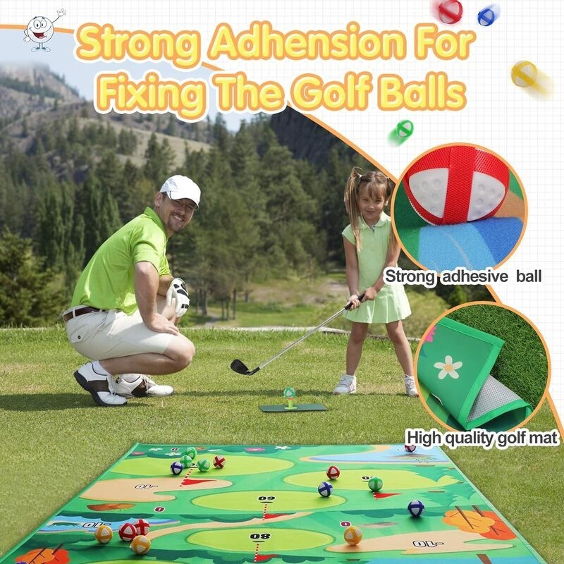 Mini Golf Game Set Golf Putting Chipping Hitting Mats 2