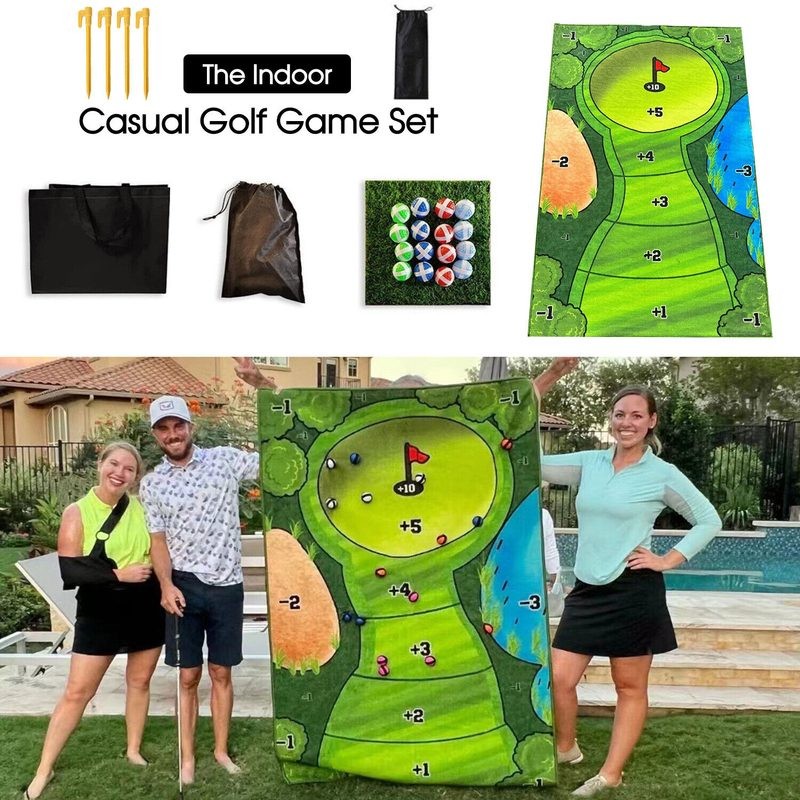 Mini Golf Game Set Golf Putting Chipping Hitting Mats Family