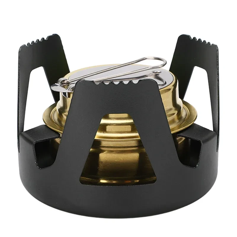Mini Alcohol Stove Brass Aluminum Alloy Safe Windproof Portable Widely Used Mini Backpacking Stove for Camping Cooking Black
