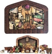 Nativity Puzzle Wood Burned Design Wooden Jesus Puzzle Game Toy L
