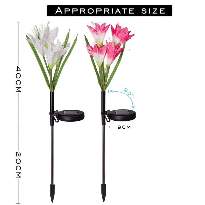 2 x Solar Lights Outdoor Garden Lily Flower Lamps