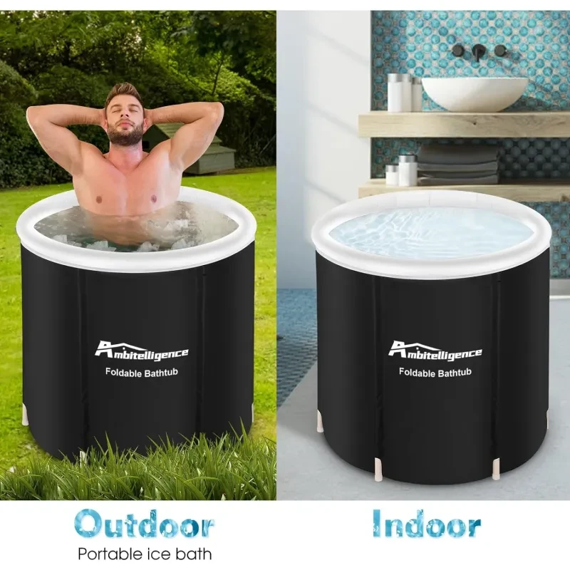 Recovery Ice Tub Foldable Bathtub Outdoor Portable Cold Water Therapy Tub Fitness Rehab Ice Tub For Athletes Long Lasting Insulated Ice Tub, Spa Soaking Bucket