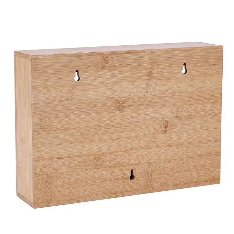 3 Grids Bamboo Food Wrap Dispenser Cutter Foil Cling Film Storage Holder Box
