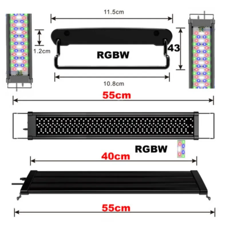 Upgrade 40cm Full Spectrum Aquarium LED Light Lighting Aqua Fish Tank Lamp