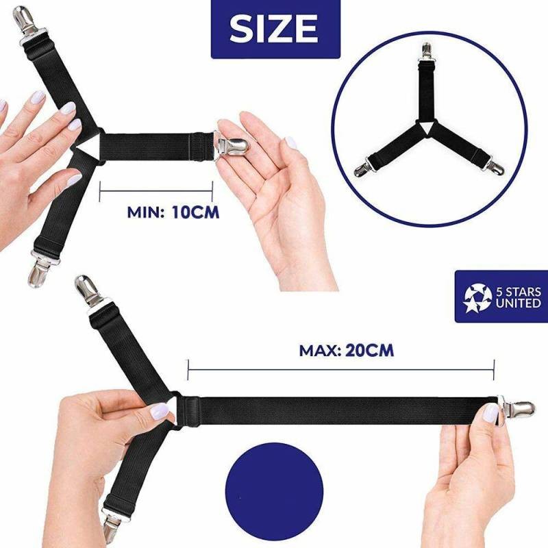 Bed Sheet Holder Straps 4pcs Fasteners Triangle Elastic Suspender Clips Gripper