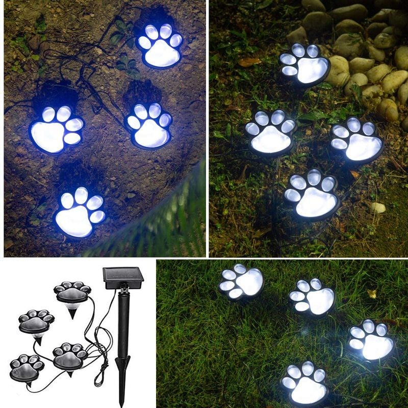 Solar Outdoor Paw Print Garden Lights