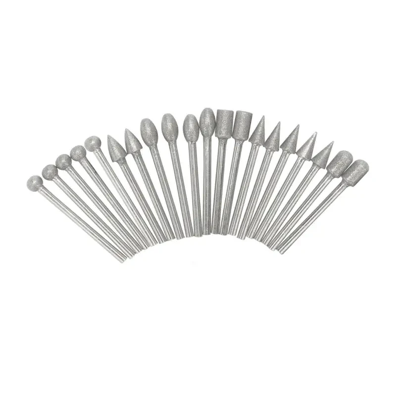 20pcs Diamond Burr Engraving Rotary Tool Drill Bit Kit Burrs Bur Set Tools DIY