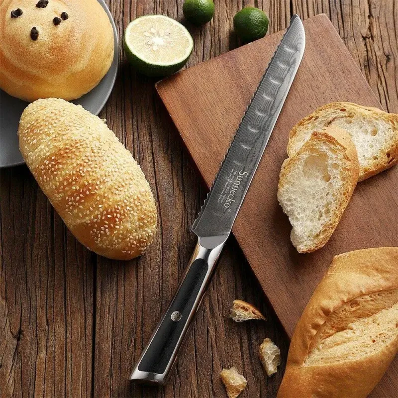 Bread Knife 8 Inch Damascus Steel Professional Serrated Cake Knife