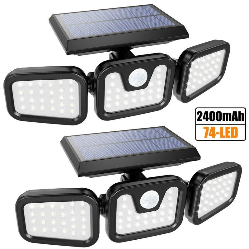 2 x Solar Wall Lights Wall Security Flood Lamp
