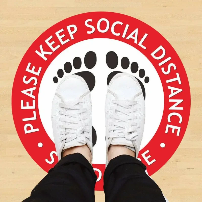 10 Pcs Social Distancing Floor Vinyl Sticker,1.5M Distance, Floor Sticker Decal